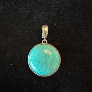 Whitney Kelly WK 925 Signed Sterling Silver Turquoise Pendant Round Southwest